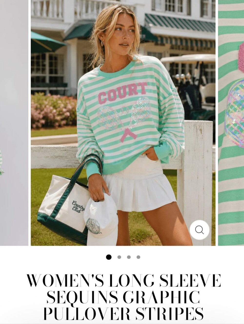 Peach Love California Mint Green and Pink Striped Sequin 'COURT' Pullover